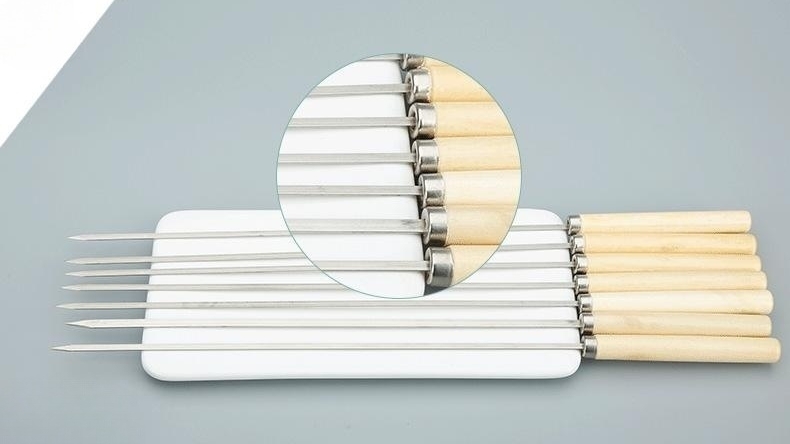 Stainless Steel kabob skewers with wooden handle