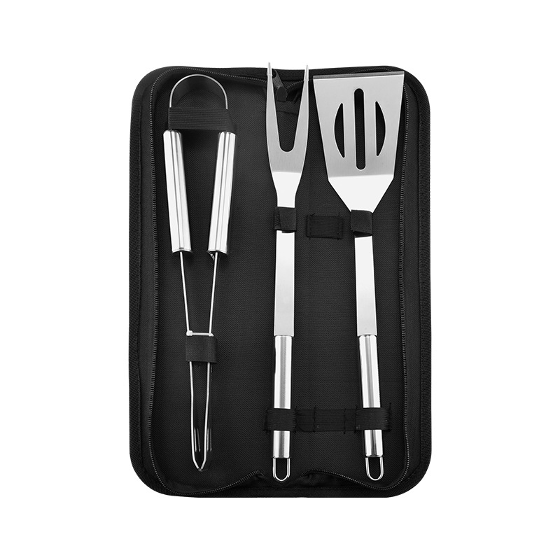 Stainless Steel Bbq Tools Kit Grilling Accesssories Set of 3 in Portable Bag