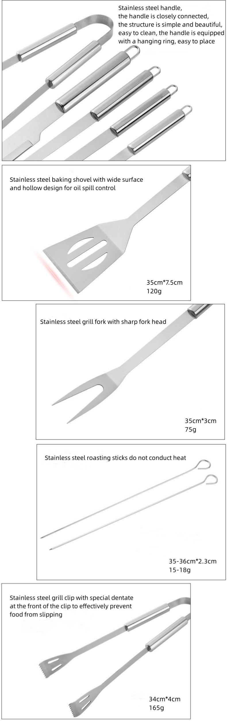 stainless steel grill tools