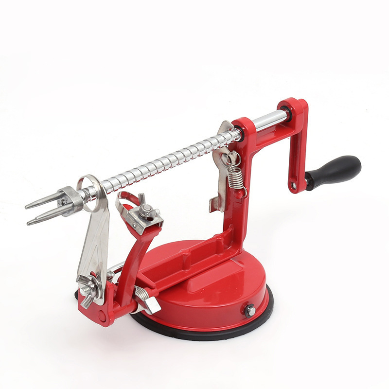 Apple Peeler Silcer Corer Machine with Stainless Steel Blades and Suction Base for Apples Fruit and Potato(Red) 