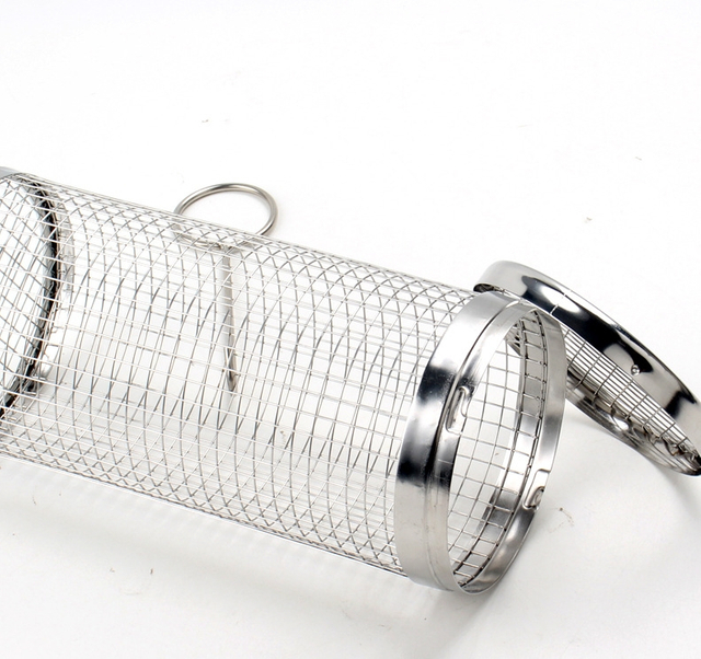 S.S Cylinder Rolling Bbq Grill Baskets Sets Metal Wire Mesh