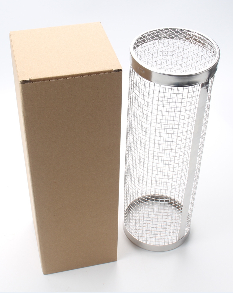 Portable Stainless Steel Small/Smaller Cylinder Rolling Bbq Grill Baskets Metal Wire Mesh Net Tube