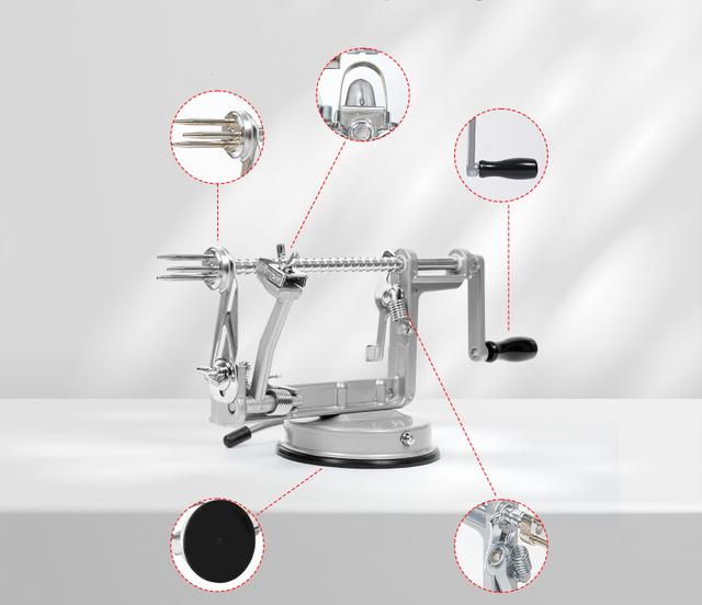 Multifunction Apple Peeler Corer Slicer Machine with Stainless Steel Blades And Suction Base(Silver)