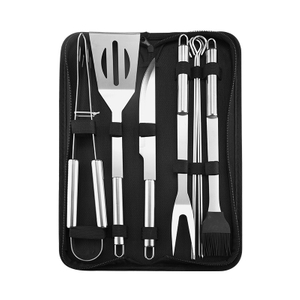 Stainless Steel 304 Bbq Tools Kit Grilling Accesssories Set of 9 in Portable Bag