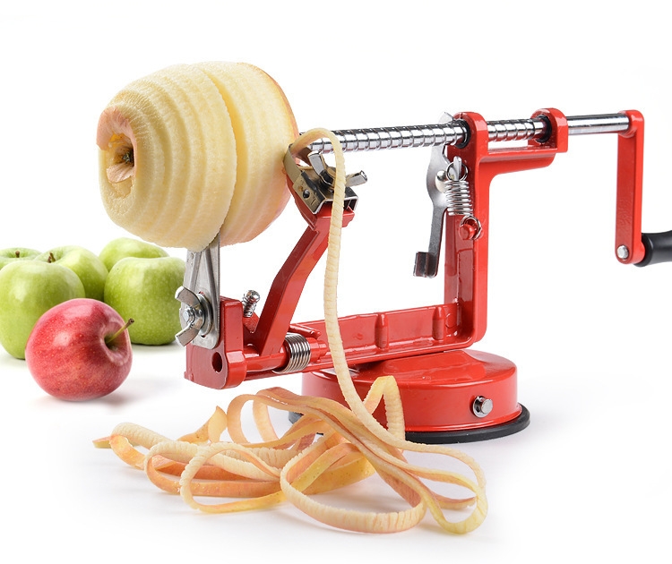 Apple Peeler Silcer Corer Machine with Stainless Steel Blades and Suction Base for Apples Fruit and Potato(Red) 