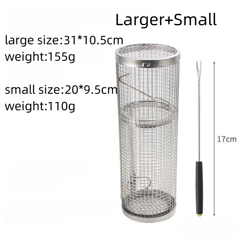 stainless steel rolling bbq grill mesh net baskets