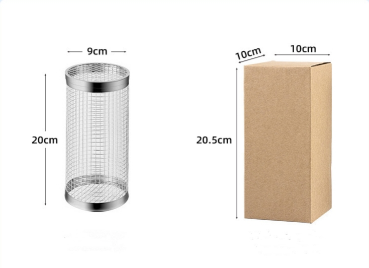 Portable Stainless Steel Small/Smaller Cylinder Rolling Bbq Grill Baskets Metal Wire Mesh Net Tube