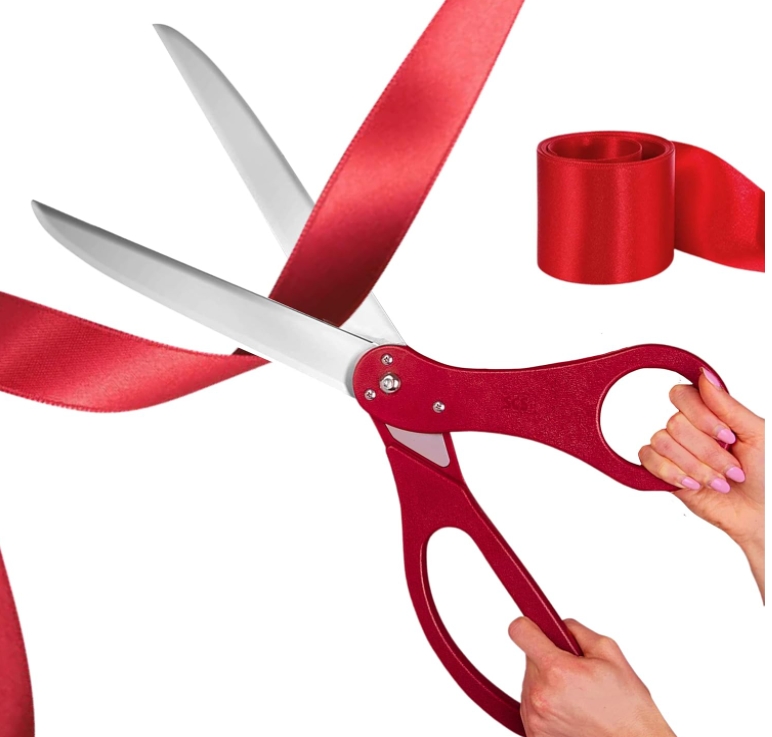 Grand Opening Ribbon Cutting Ceremony Kit - 25" Giant Scissors with Red