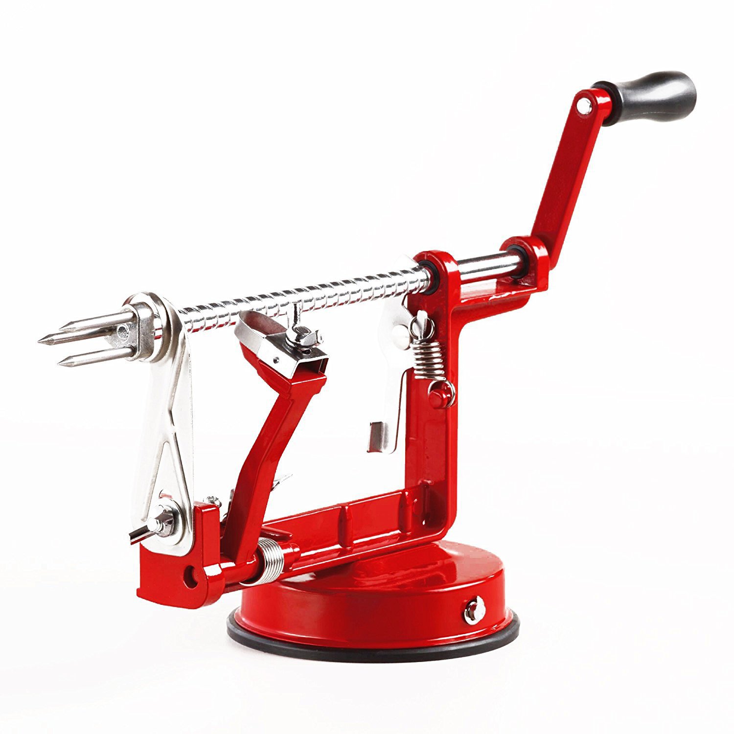 Apple Peeler Silcer Corer Machine with Stainless Steel Blades and Suction Base for Apples Fruit and Potato(Red) 