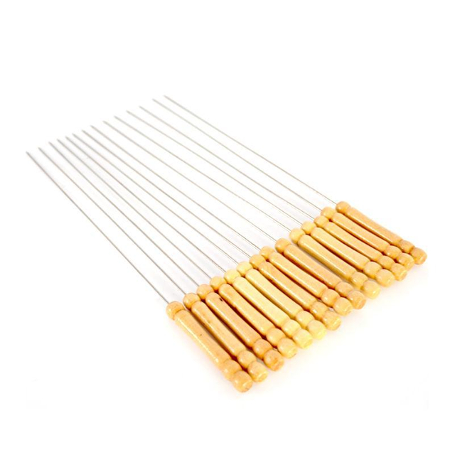 Stainless Steel Kabob Skewers Bbq Sticks Skewers with Wooden Handle
