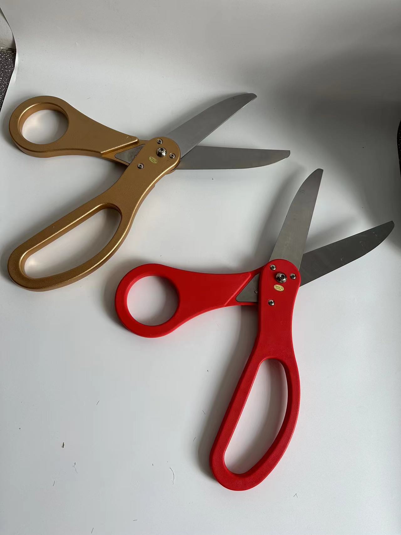 Giant Ribbon Cutting Scissor Set with Red Satin Ribbon Included - 25" Extra Large Scissors - Heavy Duty Metal Construction for Grand Openings, Weddings