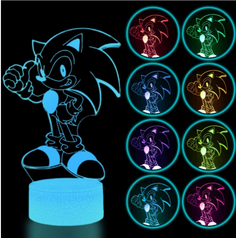 Sonic Night Light for Kids Sonic Lamp Sonic Led Night Lights 3D Sonic Lamps for Boys Room Sonic Light